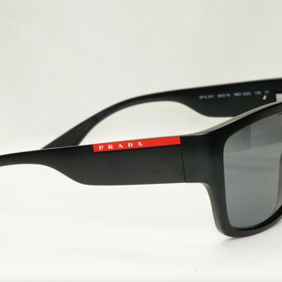 Prada Sunglasses Black Polarized Square Wrap Matte PS08VS SPS 08V 1BO-02G 59mm - Picture 8 of 16